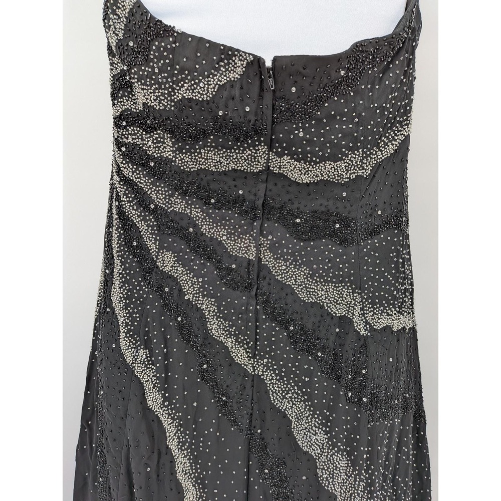 Prom Whimsigoth Y2K Black Halter Silver Sunburst 90s Beads Sequin 20 Long Dress - Picture 13 of 16